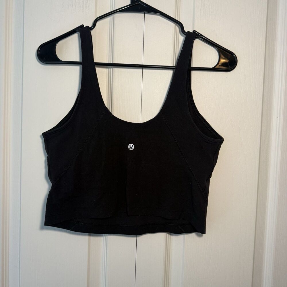 Lululemon Align Cropped Tank Top 10 Black Nulu Built In Bra Yoga Active W1CW4S